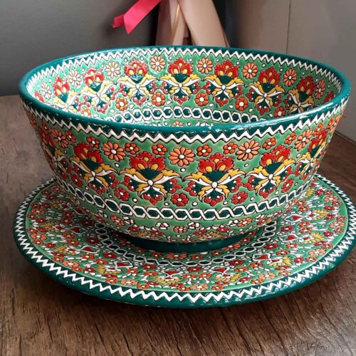 Ensemble de bol et assiette en céramique Minakari persane fait main modèle Shiva
