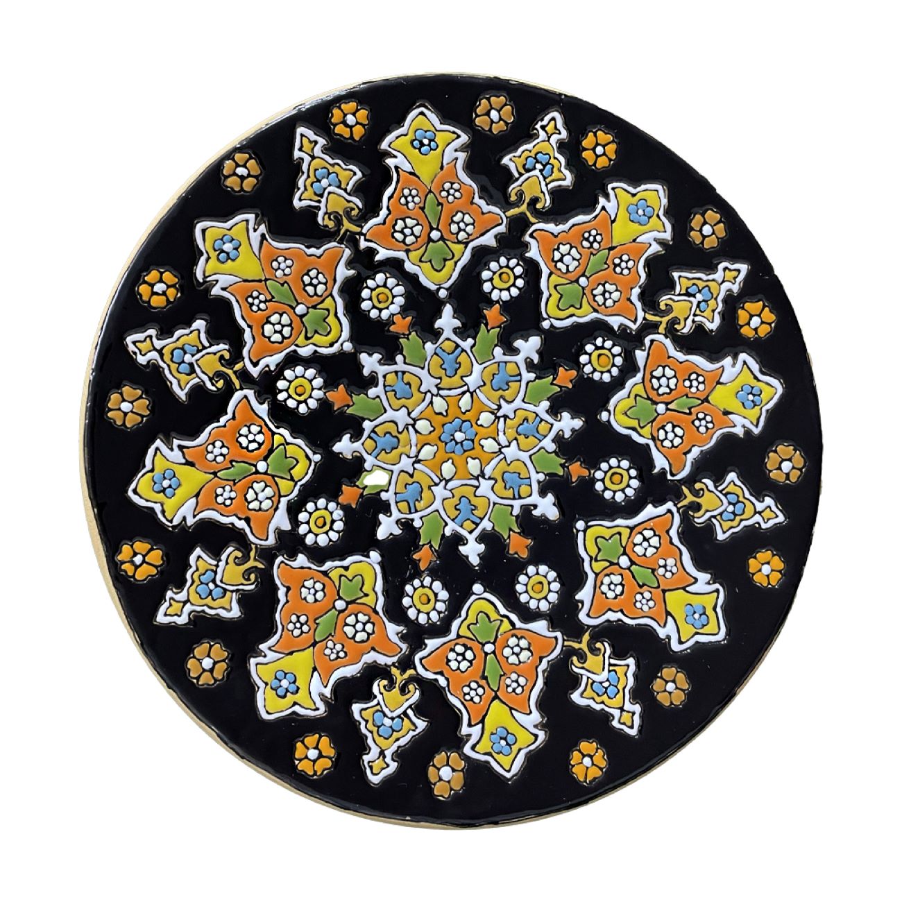 Assiette Décorative en Céramique Art Persan Minakari Émail Fait Main