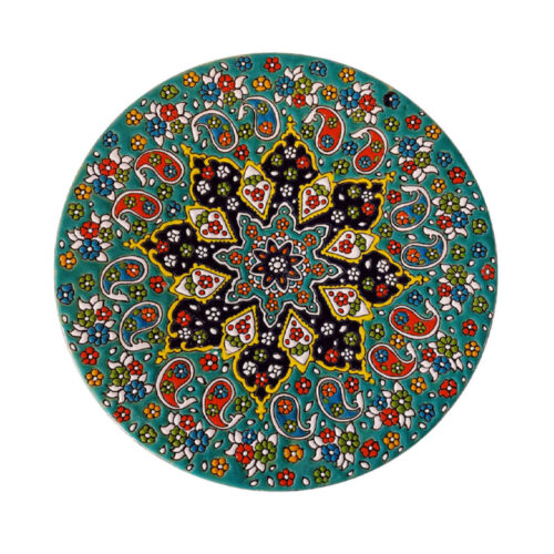 Assiette Décorative en Céramique Art Persan Minakari Décoration Murale Fait Main