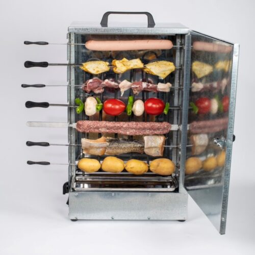Grille-Kebab Électrique – 14 Brochettes, 2 Faces avec Minuteur de Cuisson
