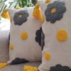 Housse de Coussin Punch Needle - Design Floral Crème Brodé (Lot de 2)