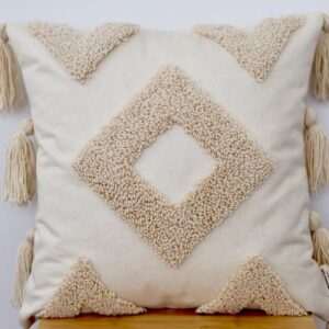 Housse de Coussin Punch Needle – Design Housses de Coussin Artisanales Brodé (Lot de 2)