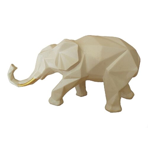 Figurine géométrique d’éléphant cubisme – Ornement en résine abstrait