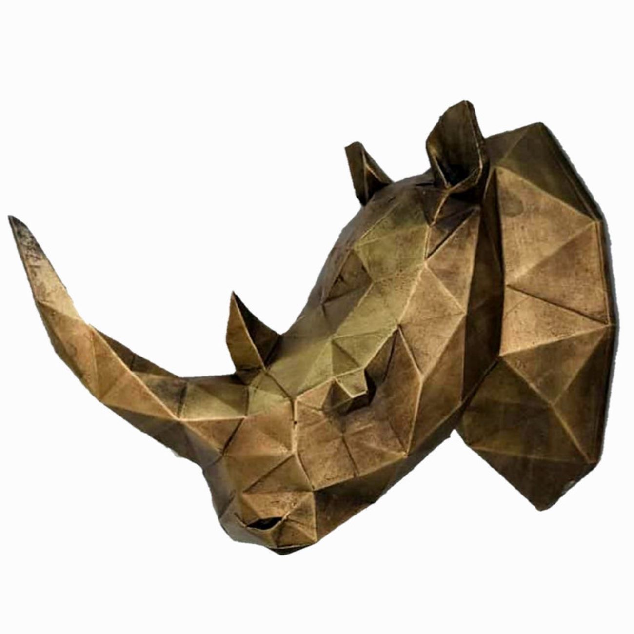 Figurine géométrique de tête de rhinocéros cubisme - Sculpture murale décorative