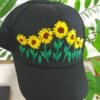 Casquette de baseball pour femme brodée à la main avec motif tournesol