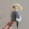 Amigurumi Perruche Cockatiel Lutino à Face Blanche en Peluche – Jouet en Crochet Adorable et Détaillé