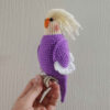 Amigurumi Perruche Cockatiel Lutino à Face Blanche en Peluche – Jouet en Crochet Adorable et Détaillé