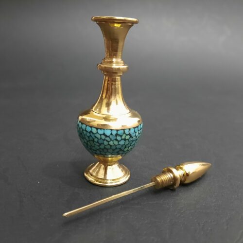 Surma Dani Persan en Laiton avec Turquoise pour Stocker le Khol