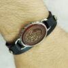 Bracelet islamique avec cuir et pierre agate avec calligraphie Ya Aba Saleh