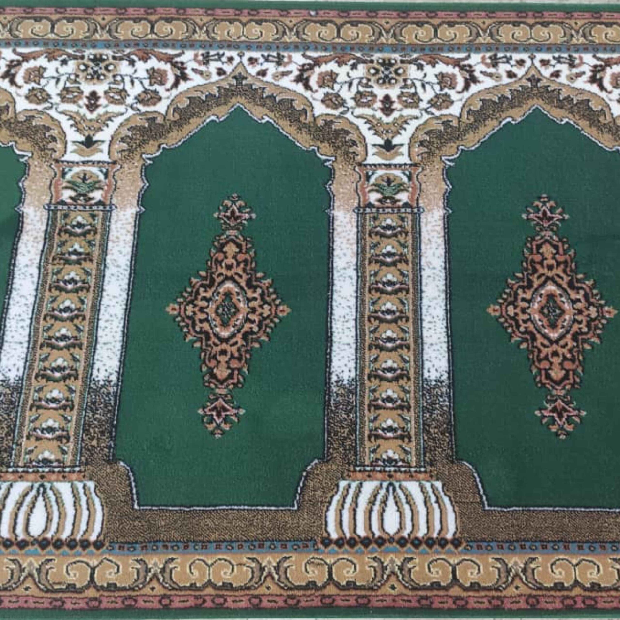 Tapis de Mosquée Islamique Couleur Verte - Revêtement de Sol Premium pour Masjid, 5 Mètres