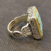 Bague Modèle Carrée Islamique en Argent Persan avec Turquoise de Neyshabur pour Homme