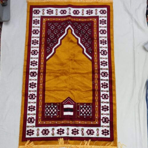 Tapis de prière islamique en velours, Janamaz Sajadah rembourré rouge brique