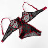 Ensemble de lingerie soutien-gorge en dentelle & string Guipure pour femmes avec design Teddy