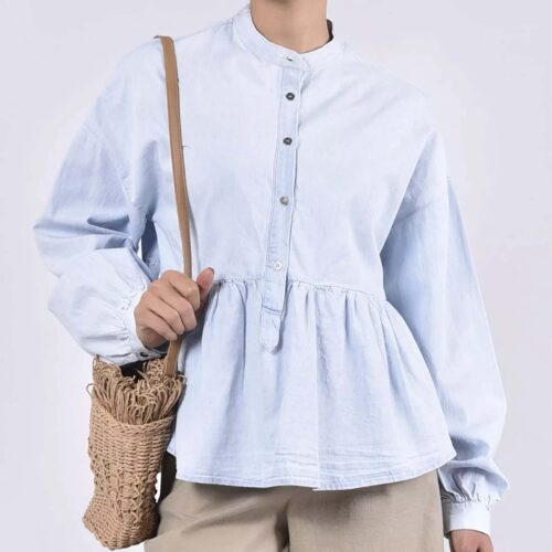 Blouse peplum à manches longues pour femmes