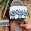 Chaussons Boho Chic en Macramé pour Femmes, Modèle Rose