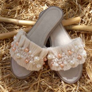 Pantoufles Macramé Boho Chic pour Femmes Modèle Perle