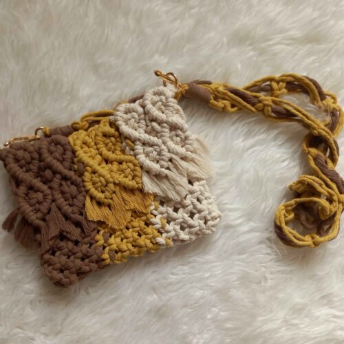 Sac bandoulière macramé tissé à la main pour femmes, modèle Leaf