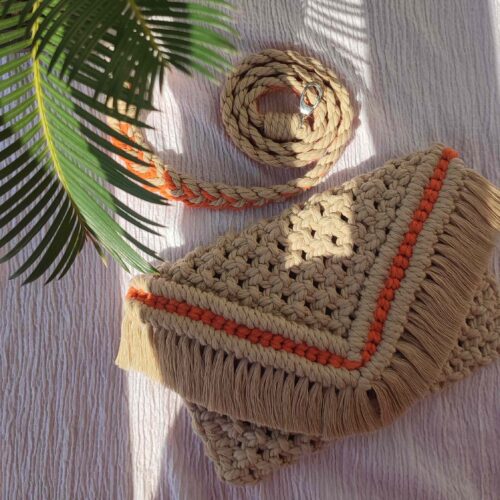 Sac bandoulière macramé tissé à la main pour femmes, modèle Maryam