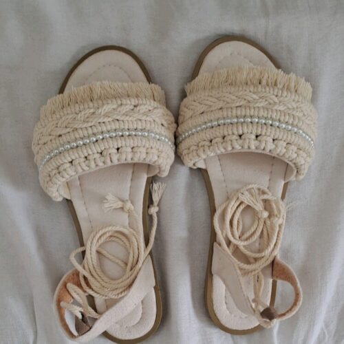 Sandales Sling Back Plates Macramé Artisanales