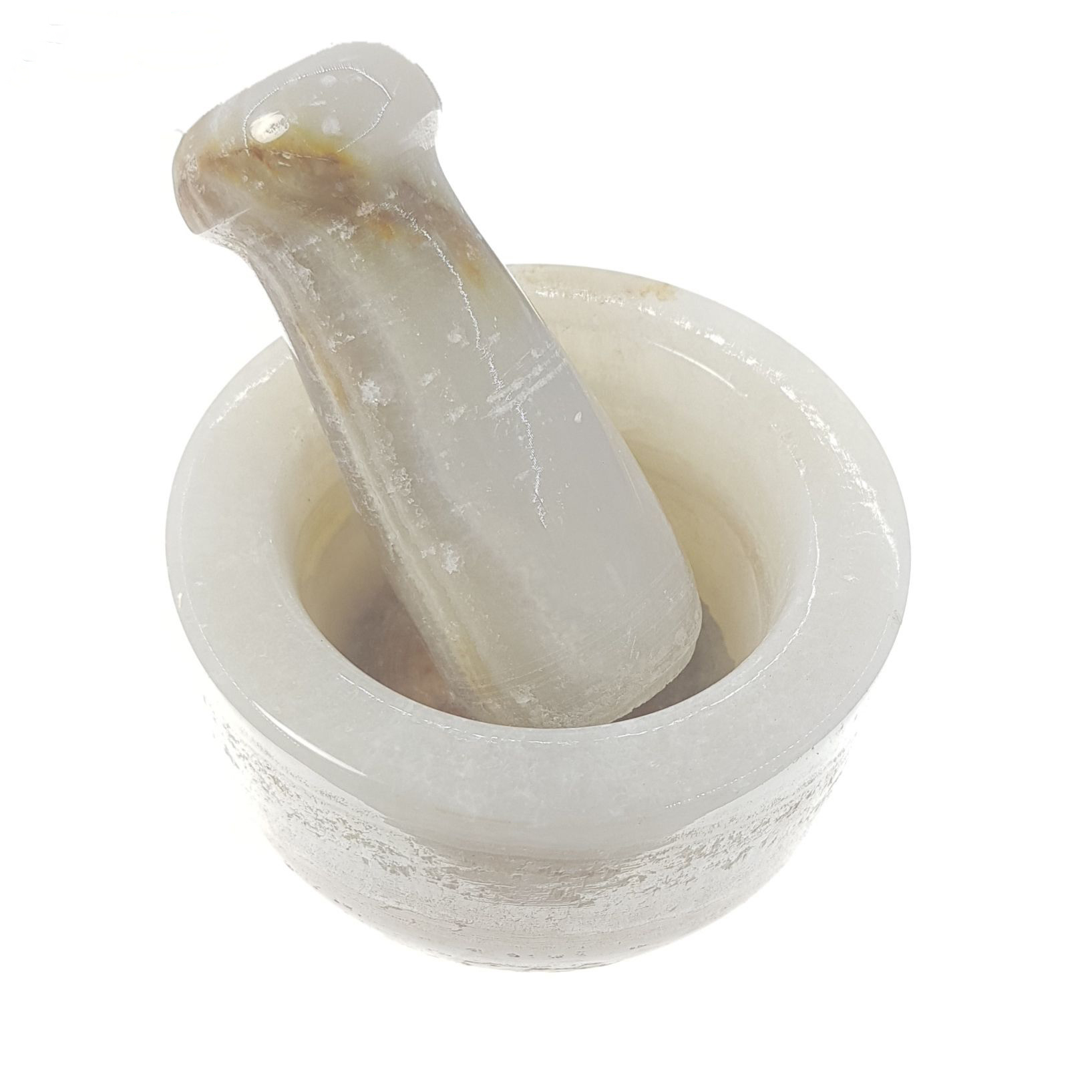 Ensemble Mortier et Pilon en Marbre Fabriqué à la Main pour le Mélange de Safran et d'Épices Modèle Nadia