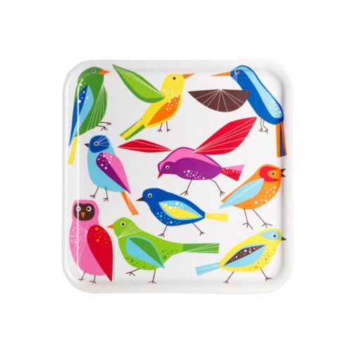 Plateau de service en mélamine léger et durable, design oiseaux