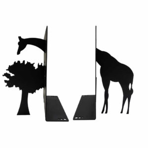 Metal Art Bookend for Shelf Decor with Giraffe Design