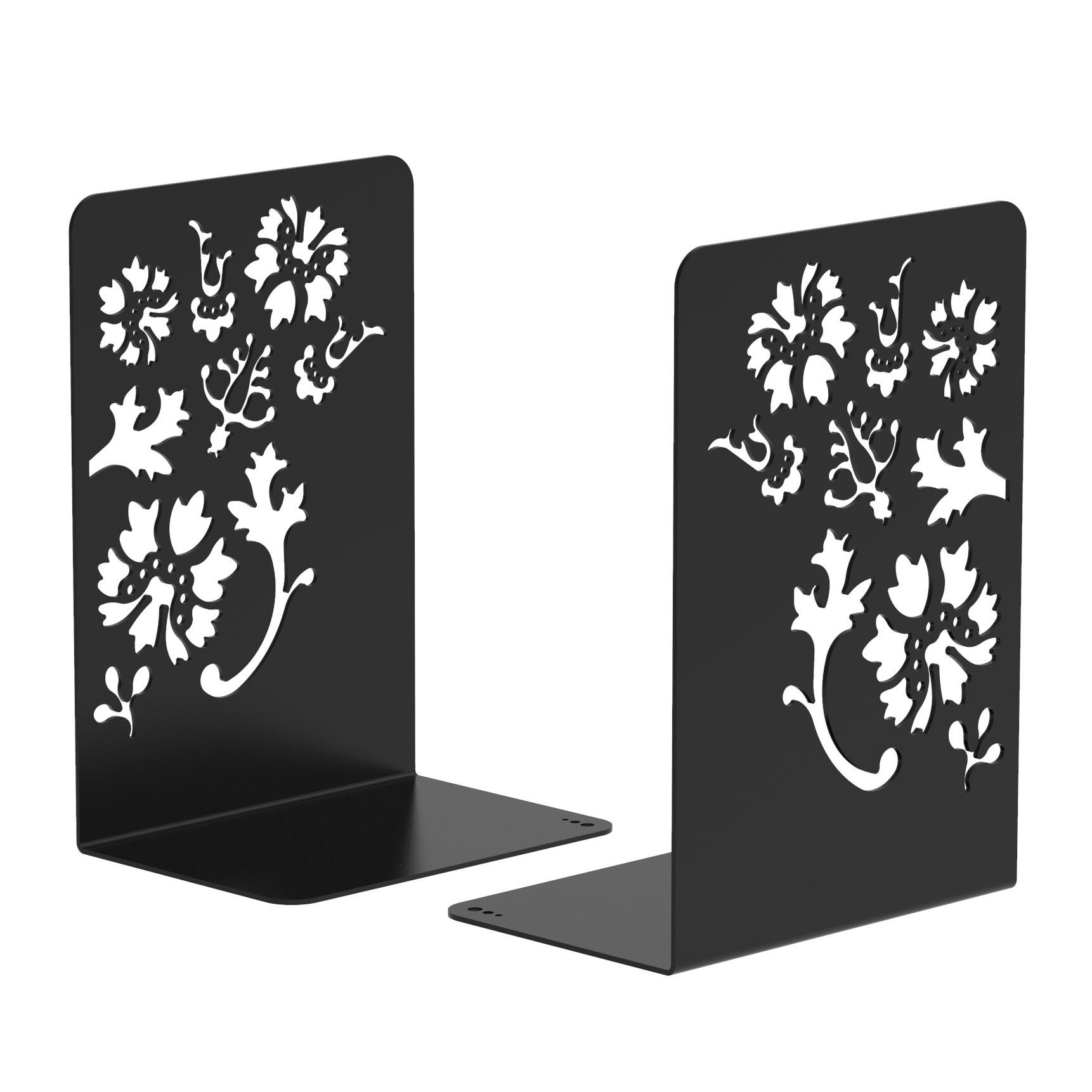 Metal Art Bookend for Shelf Decor with Floral Design
