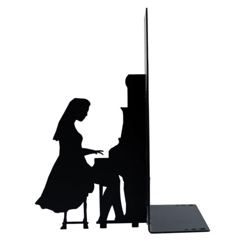 Serre-livres en métal design pianiste femme – idéal pour studios de musique