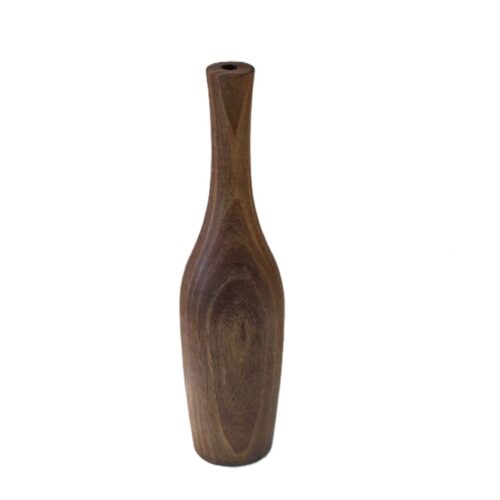 Vase à bourgeons décoratif minimaliste en bois massif naturel, fait main.