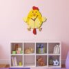 Horloge Murale en Bois Non Tictac pour Chambre d'Enfant avec Design de Petit Poulet