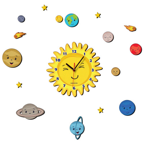 Horloge Murale en Bois Non Tictac pour Chambre d’Enfant avec Design de Petit Soleil