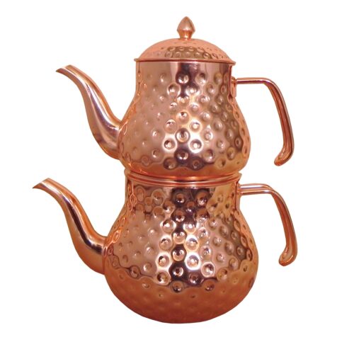 Théière Double en Cuivre Persan Martelée et Durable Artabanus