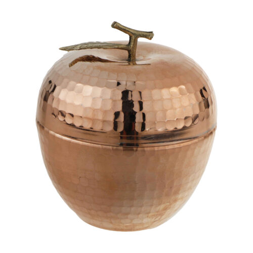 Sucrier persan artisanal en cuivre avec couvercle – Martelé Pomme