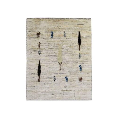 Tapis Gabbeh Persan en laine authentique tissé à la main, motifs d’arbres
