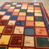 Tapis Gabbeh Persan en laine authentique tissé à la main, à carreaux