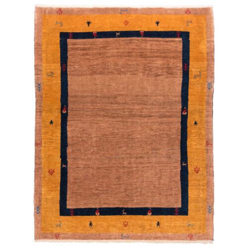 Tapis Gabbeh Persan en laine authentique tissé à la main dans le Fars, bordé