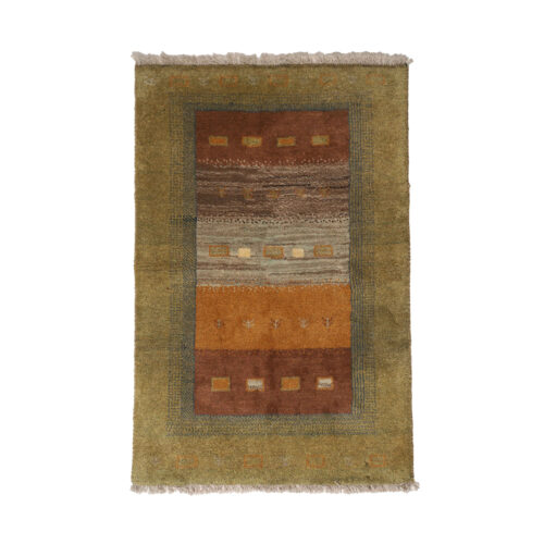 Tapis Gabbeh Persan en laine authentique tissé à la main dans le Fars, géométrique