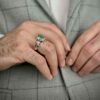 Bague en Argent avec Émeraude Verte Persane pour Homme Fabriquée à la Main Modèle Bahar