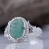 Bague en Argent avec Émeraude Verte Persane pour Homme Fabriquée à la Main Modèle Bahar