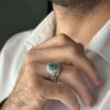 Bague en Argent avec Émeraude Verte Persane pour Homme Fabriquée à la Main AM_4742
