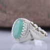 Bague en Argent avec Émeraude Verte Persane pour Homme Fabriquée à la Main AM_4742