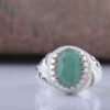 Bague en Argent avec Émeraude Verte Persane pour Homme Fabriquée à la Main AM_4742