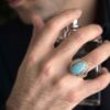 Bague Modèle Œil en Argent Persan avec Turquoise de Neyshabur pour Homme