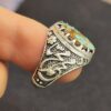 Bague Modèle Firoze en Argent Persan avec Turquoise de Neyshabur pour Homme