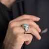 Bague Modèle Miladi en Argent Persan avec Turquoise de Neyshabur pour Homme