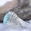 Bague Modèle Miladi en Argent Persan avec Turquoise de Neyshabur pour Homme