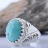 Bague Modèle Miladi en Argent Persan avec Turquoise de Neyshabur pour Homme