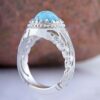 Bague Modèle Montagne en Argent Persan avec Turquoise de Neyshabur pour Homme