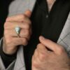Bague Modèle Montagne en Argent Persan avec Turquoise de Neyshabur pour Homme