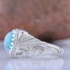 Bague Modèle Montagne en Argent Persan avec Turquoise de Neyshabur pour Homme